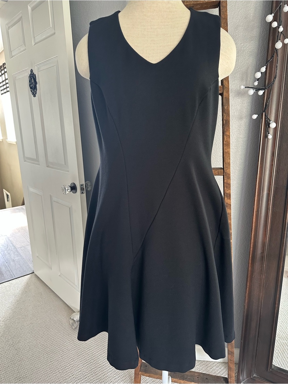 CAbi Black V-Neck Sleeveless A-Line Knit Dress size medium - Picture 8 of 15